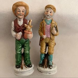 Vintage Farmer and Hunter Porcelain Figurines